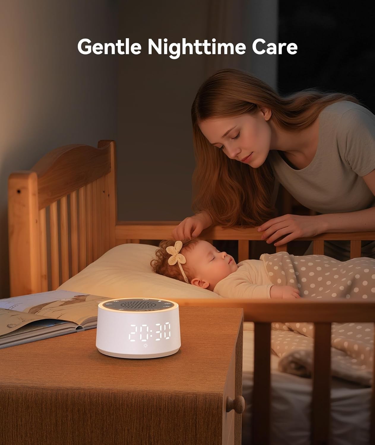 White Noise Machine Alarm Clock Night Light Baby Adult Sleep Aid