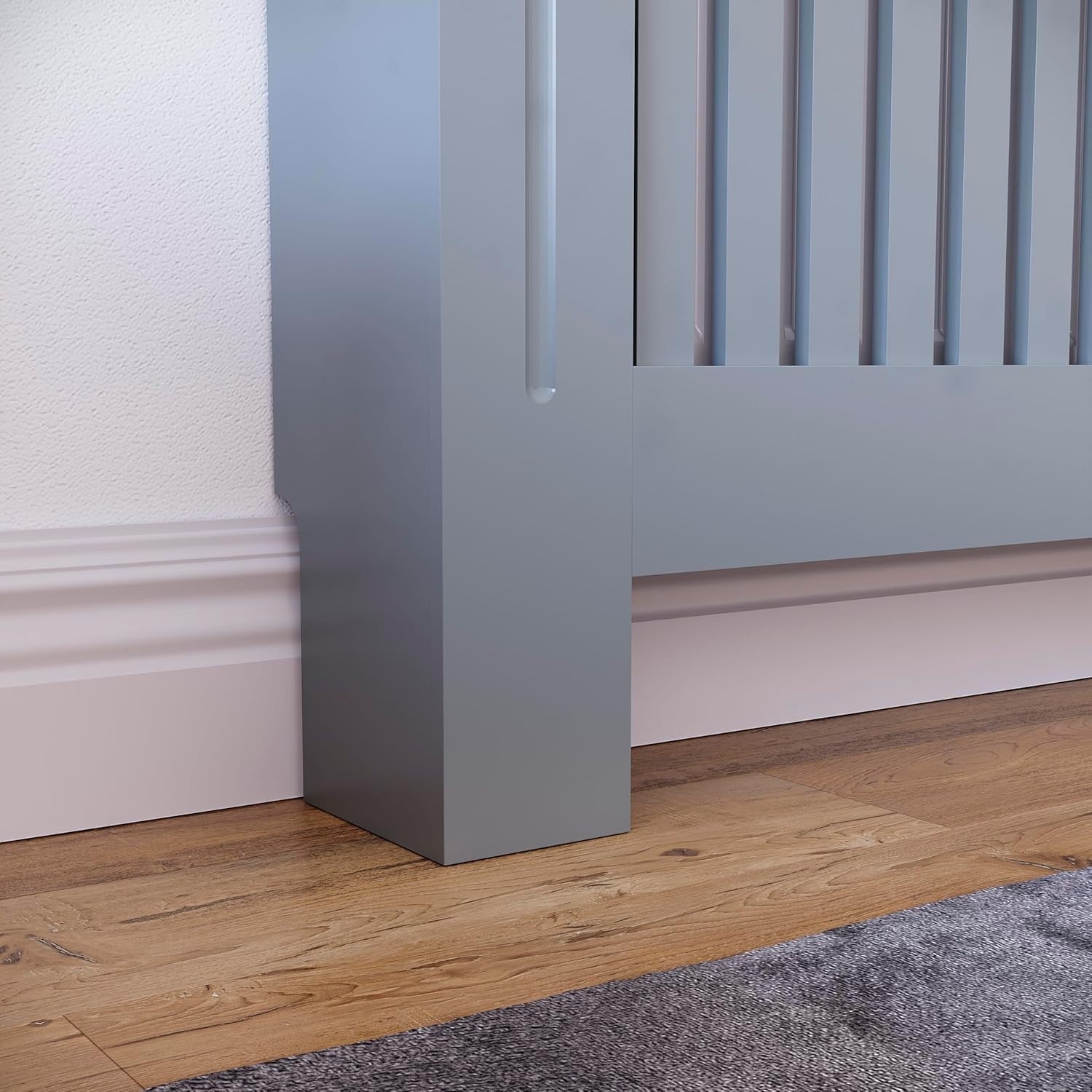 Medium Grey Radiator Cover Cabinet Modern MDF Slatted Heating Unit