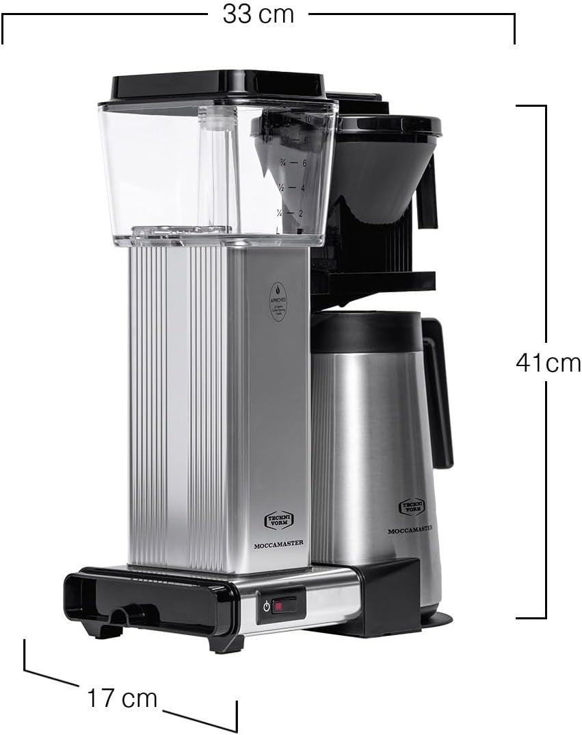 Thermal Drip Coffee Maker 1.25L | Fast Brew, Auto Shut-Off, Polished Silver