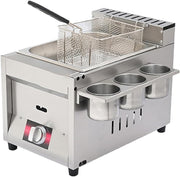 8L Commercial Gas Deep Fat Fryer Single Tank Stainless Flame Control
