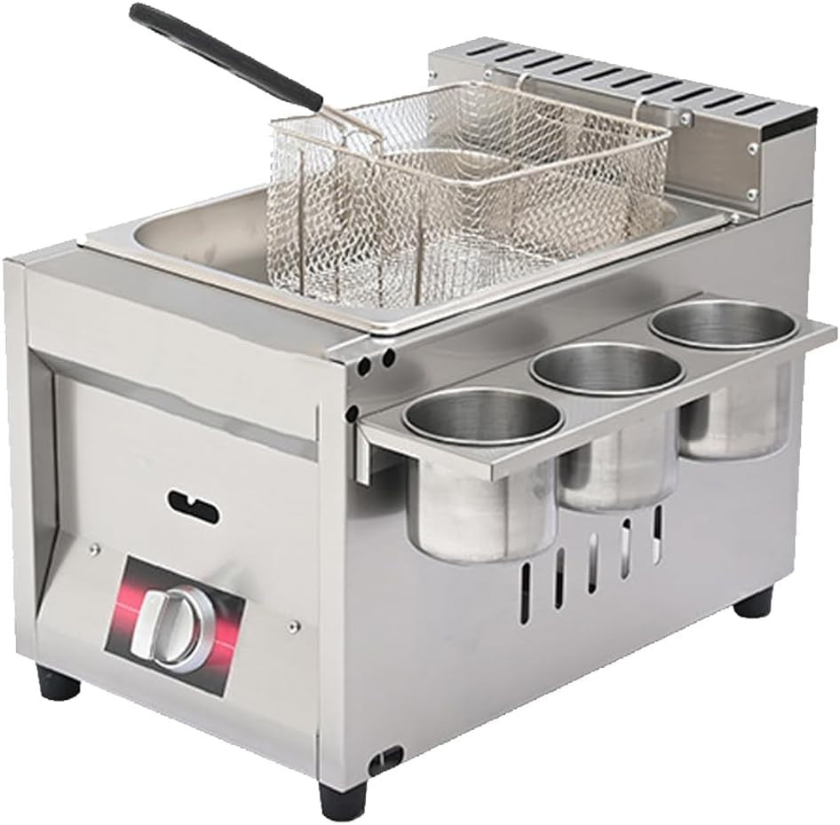 8L Commercial Gas Deep Fat Fryer Single Tank Stainless Flame Control