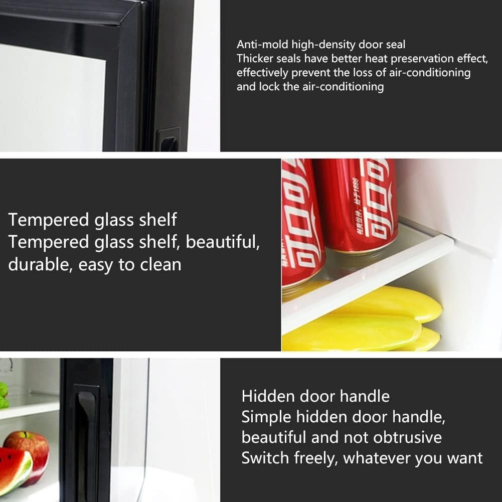 Portable Mini Fridge 20L Compact Undercounter Frost-Free White Glass