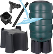 250L Extra Large Garden Water Butt With Tap Stand & Diverter Green