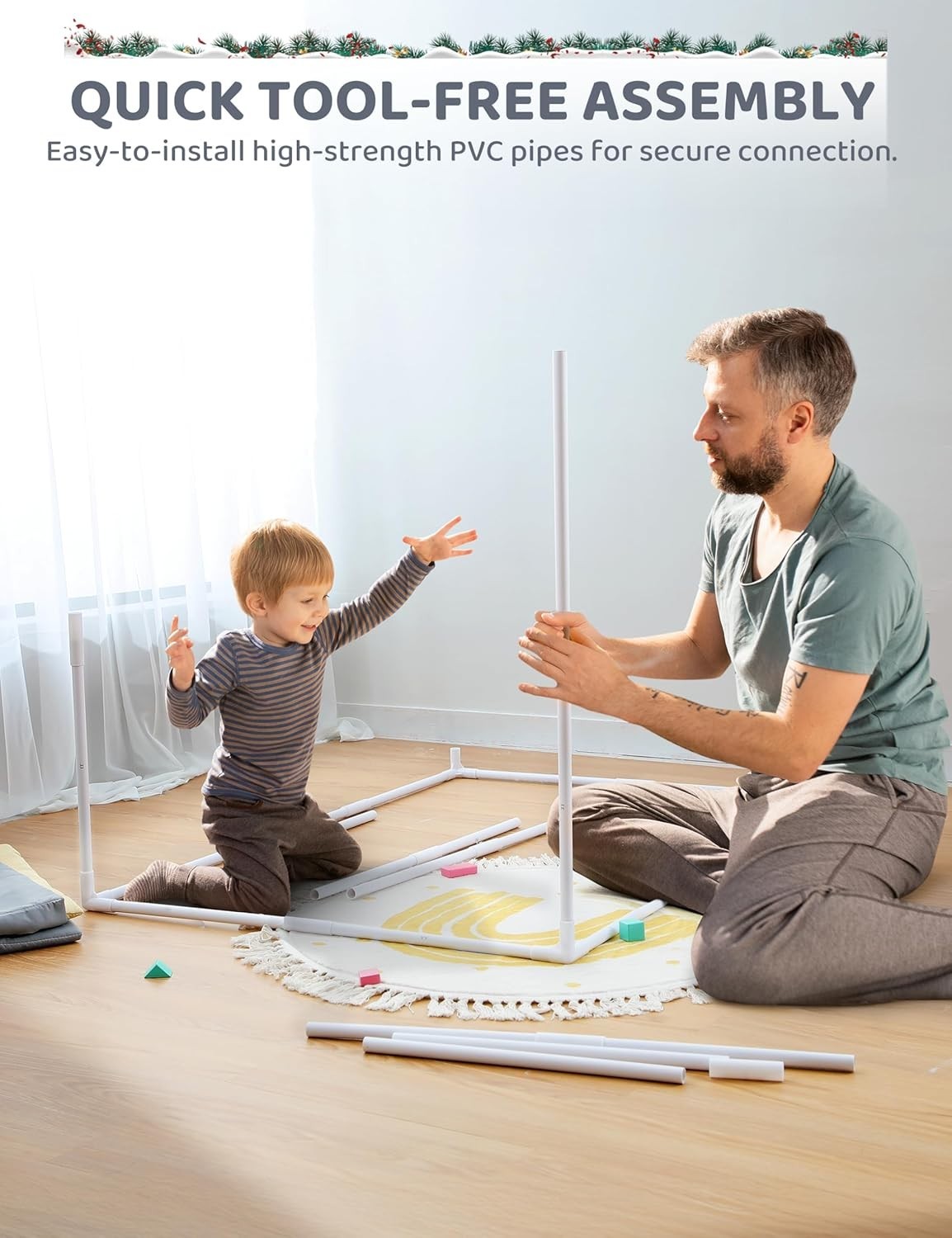 Grey Kids Play Tent Bed Canopy with Lights Padded Indoor Castle
