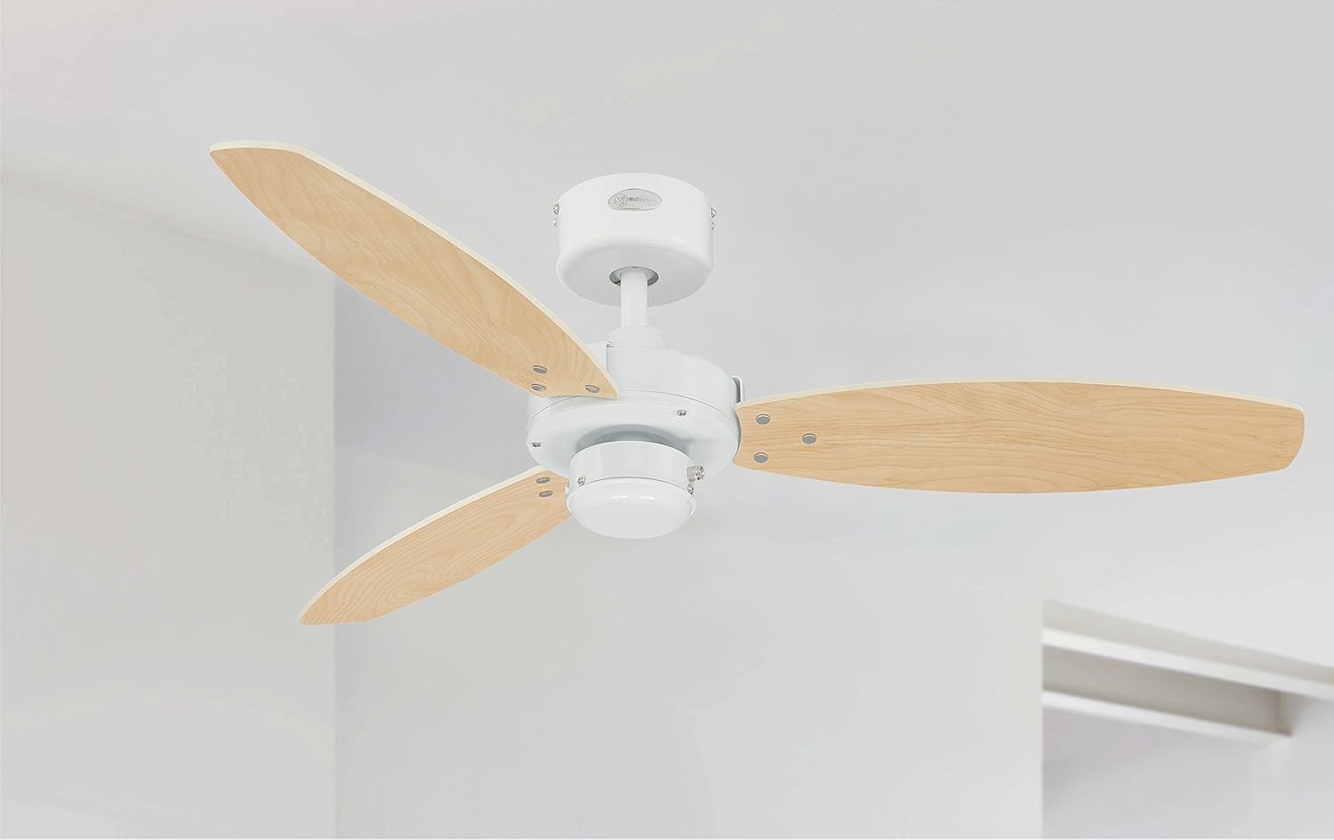 Westinghouse Jet II Ceiling Fan 105CM, White/Maple Blades, Quiet, Modern