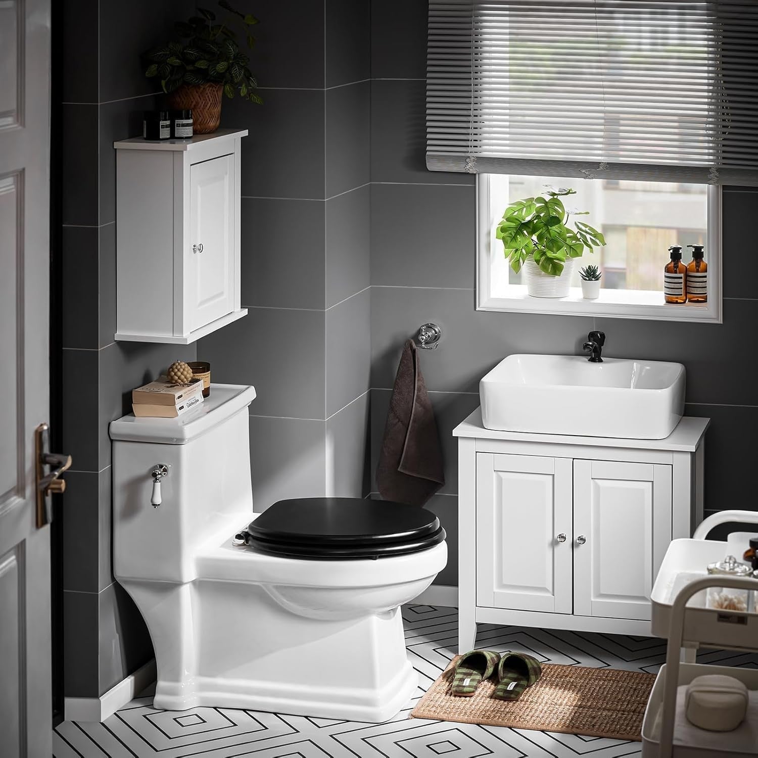 White Bathroom Vanity Unit 2 Door Under Sink Storage Cabinet MDF Cupboard