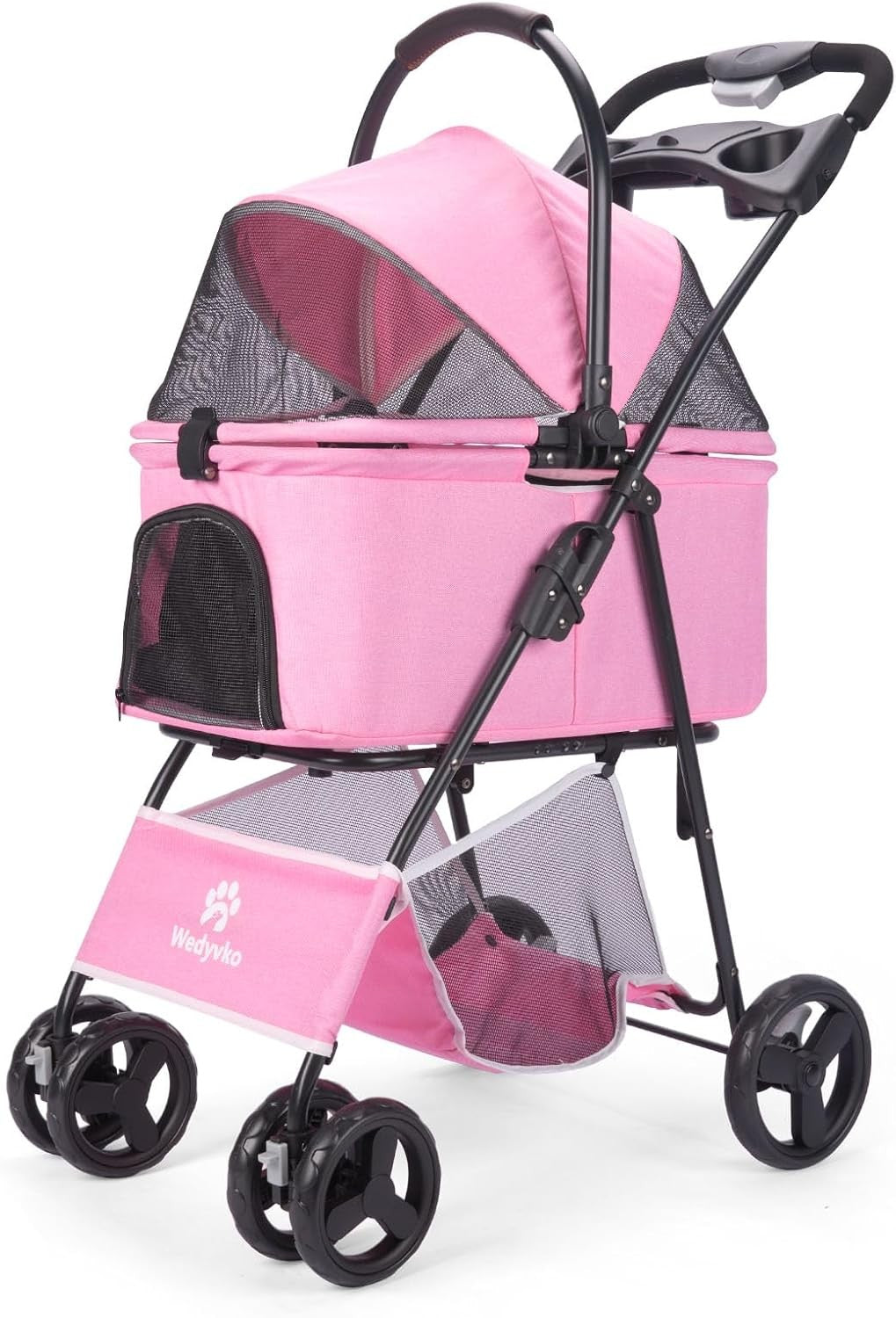 2 in 1 Pet Dog Stroller Removable Carrier 4 Wheel Travel Pram