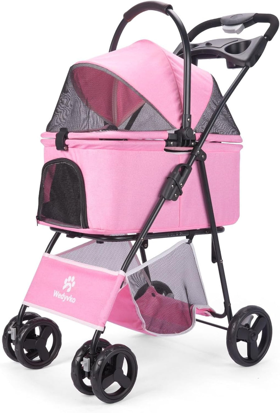 2 in 1 Pet Dog Stroller Removable Carrier 4 Wheel Travel Pram
