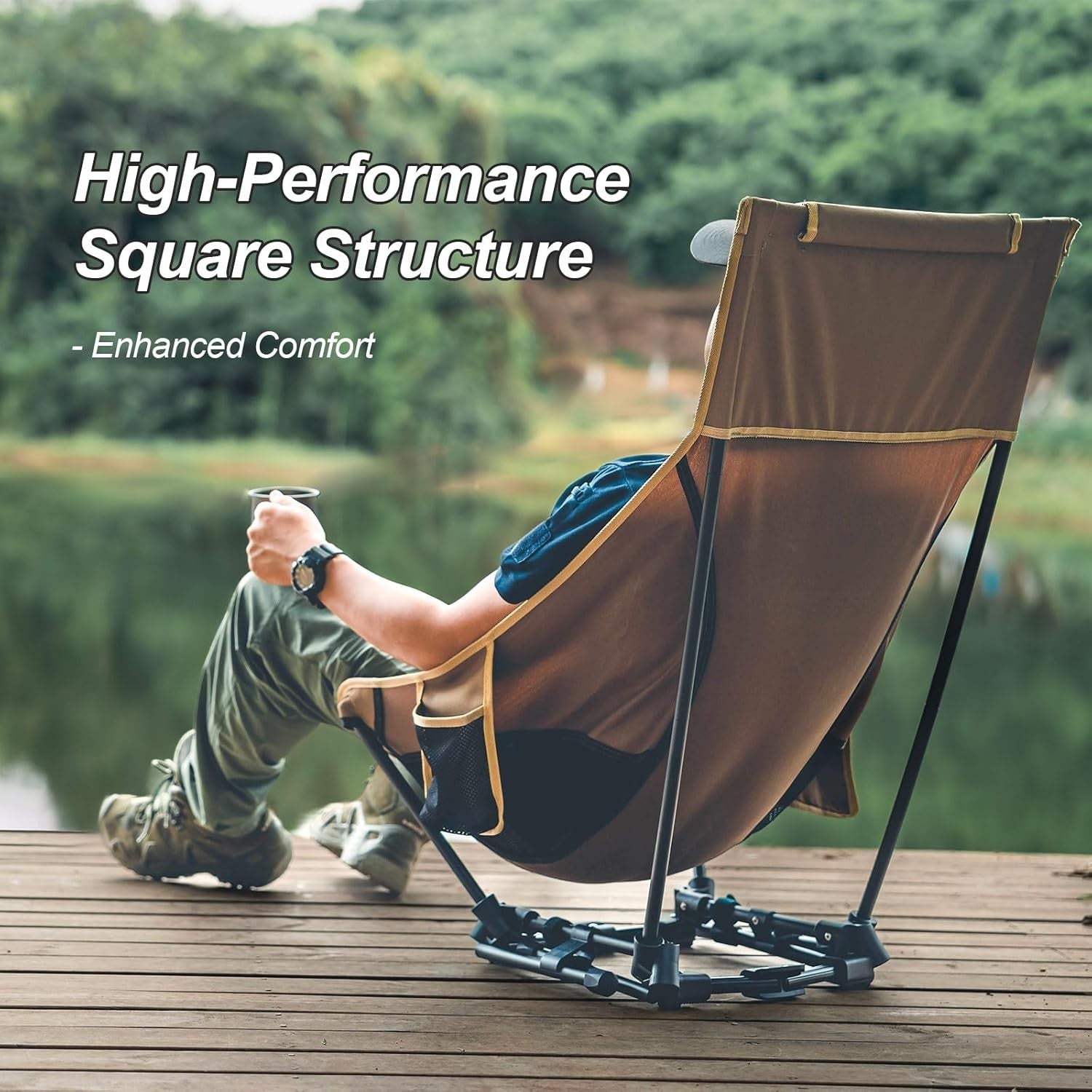 Oversized Camping Chair Foldable Portable Pillow Back Support Outdoor Seat