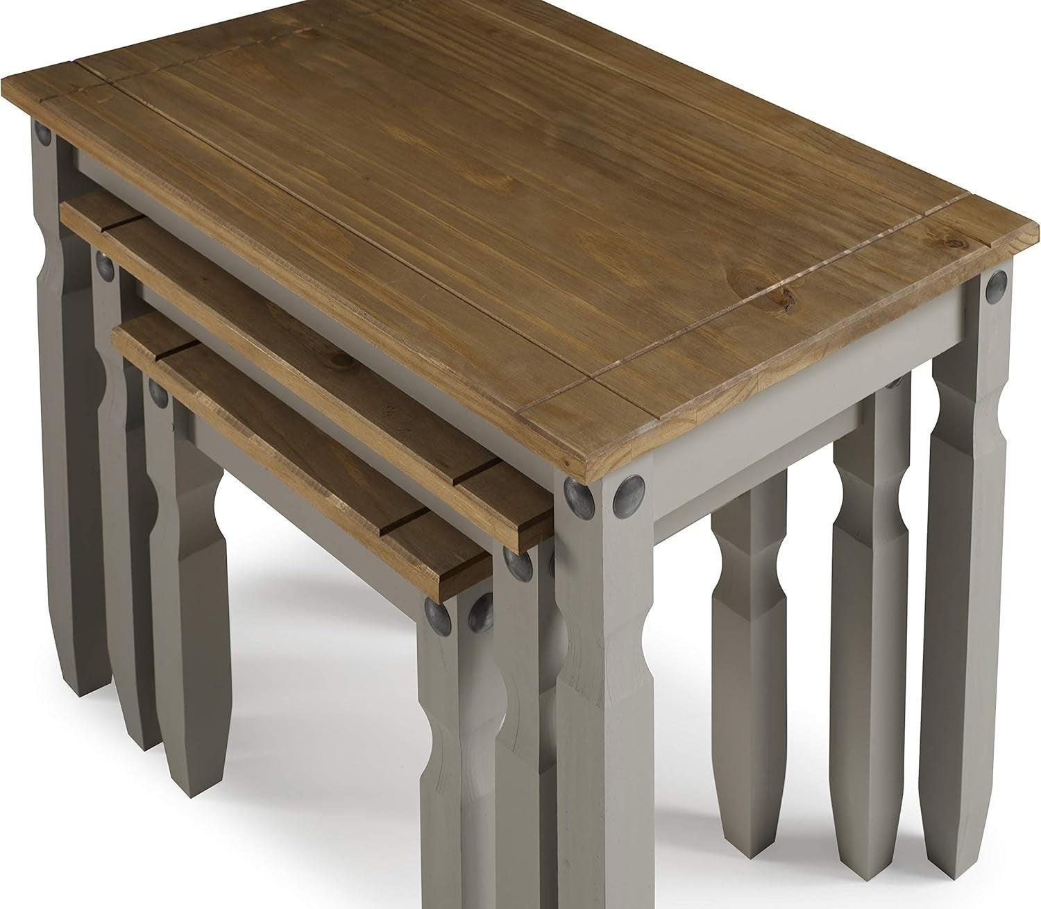 Pine Grey Wood End Side Table Rectangular 53cm H Bedroom Living Room Storage