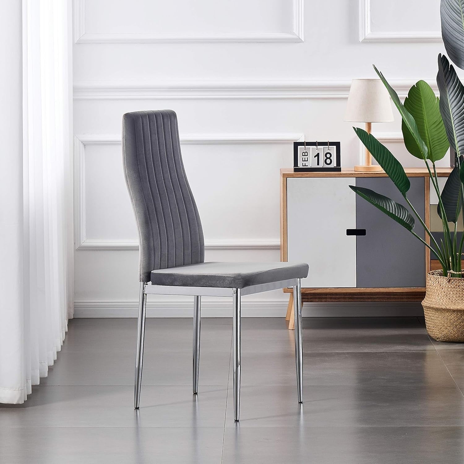 Modern 4-Seater White Dining Table Set with Velvet Chairs - Contemporary Style