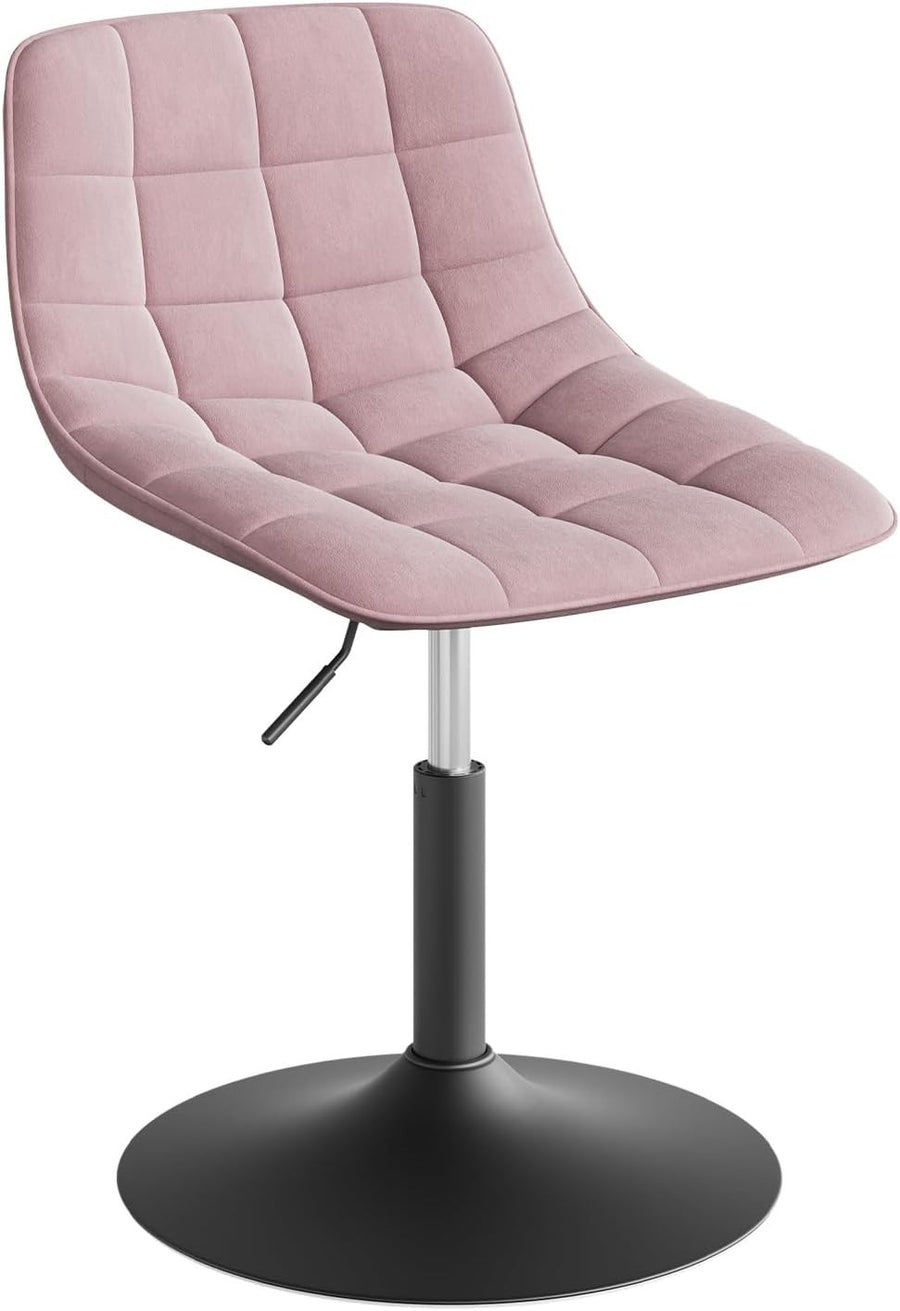 Pink Velvet Swivel Vanity Stool Height Adjustable Dressing Table Chair