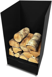 Firewood Log Holder with Drawer – Tall Steel Basket for Indoor Storage