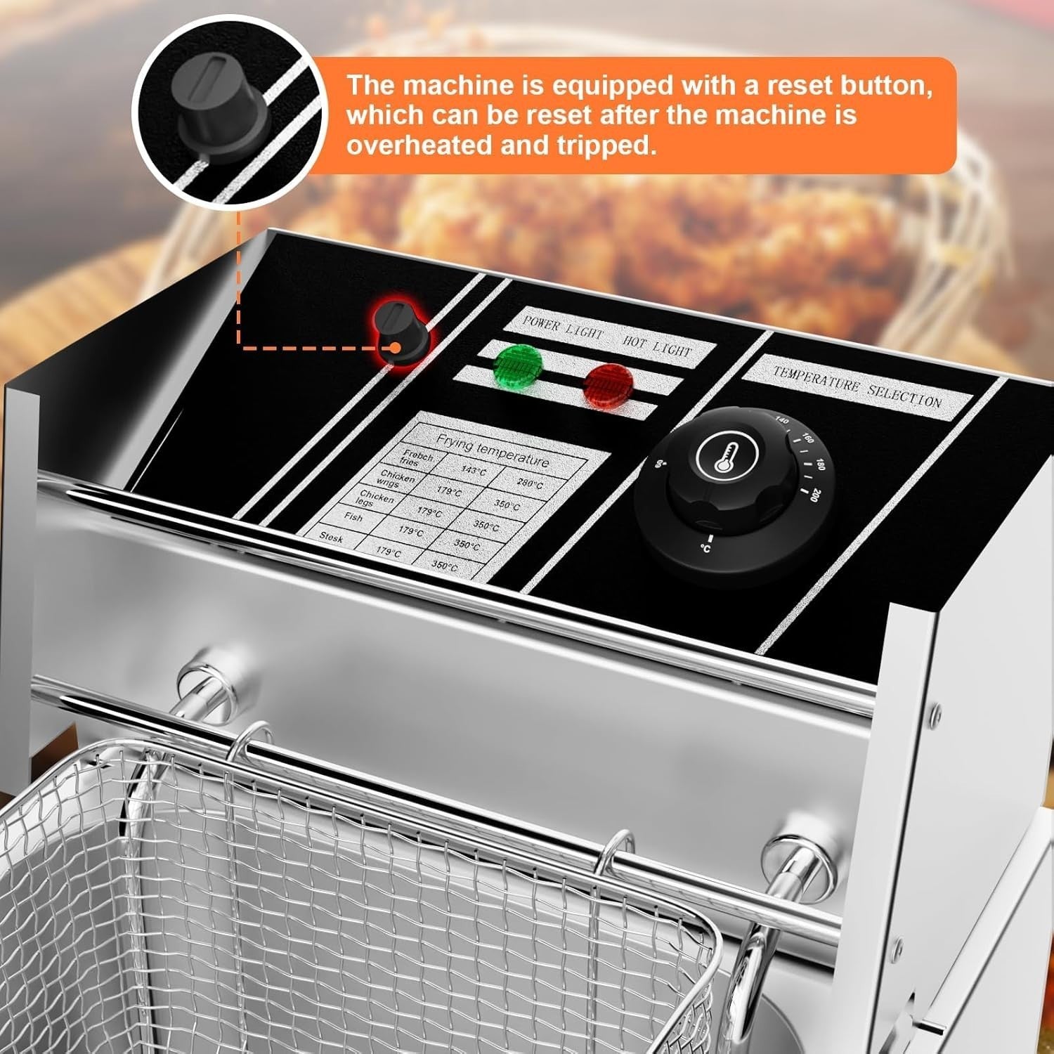 10L Deep Fat Fryer 2500W Electric Stainless Steel Commercial Fryer