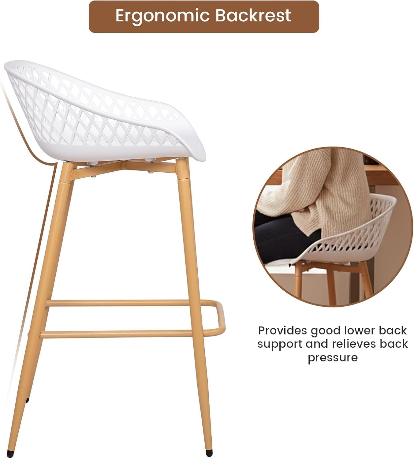 Bar Stools Set of 8 with Backrest 68cm Seat Height Metal Legs Black