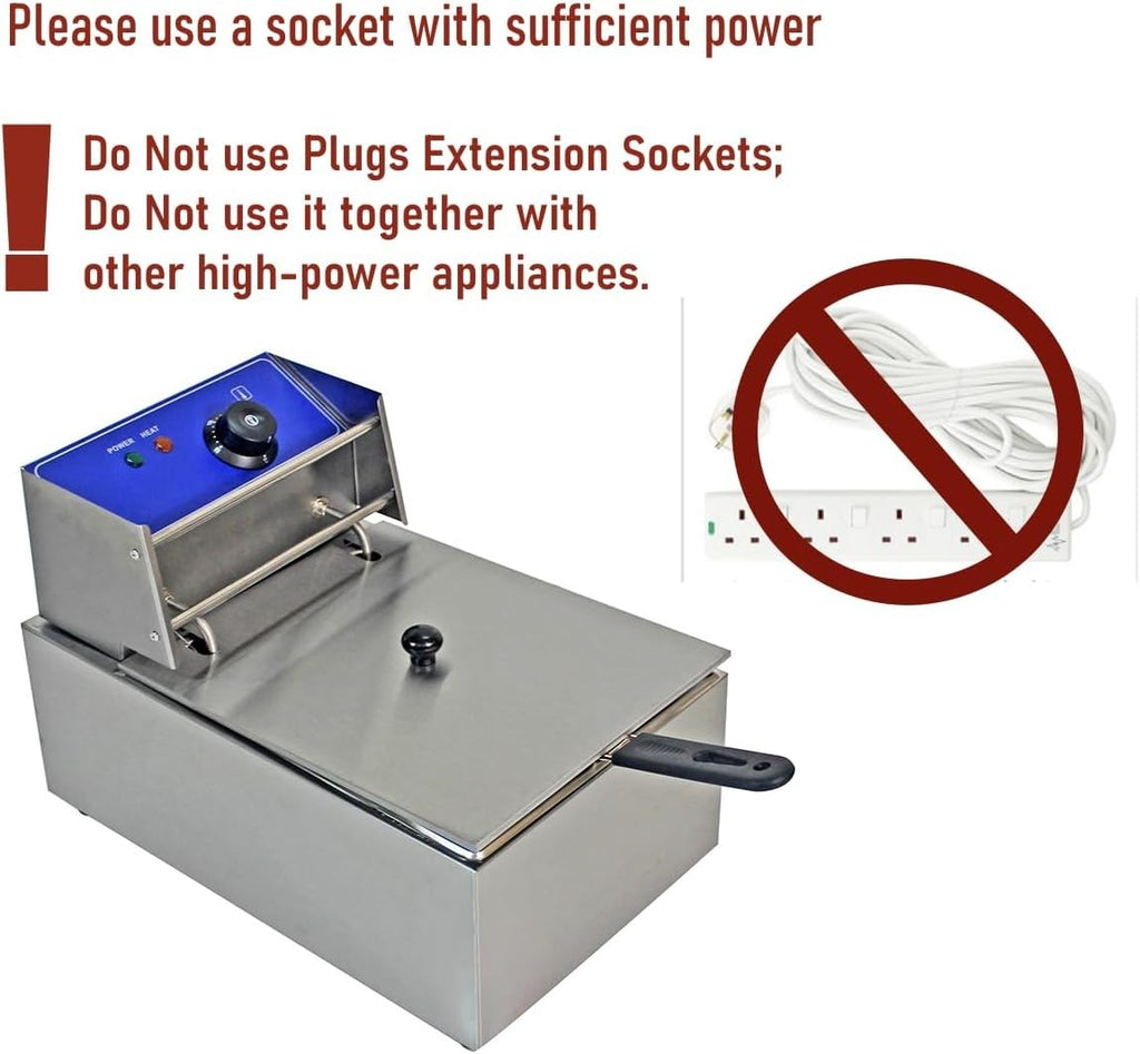 10L Commercial Deep Fat Fryer 2500W Stainless Steel Countertop