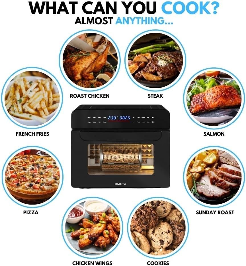 25L Air Fryer Oven Digital Rotisserie 10 Functions Convection Pizza Bake