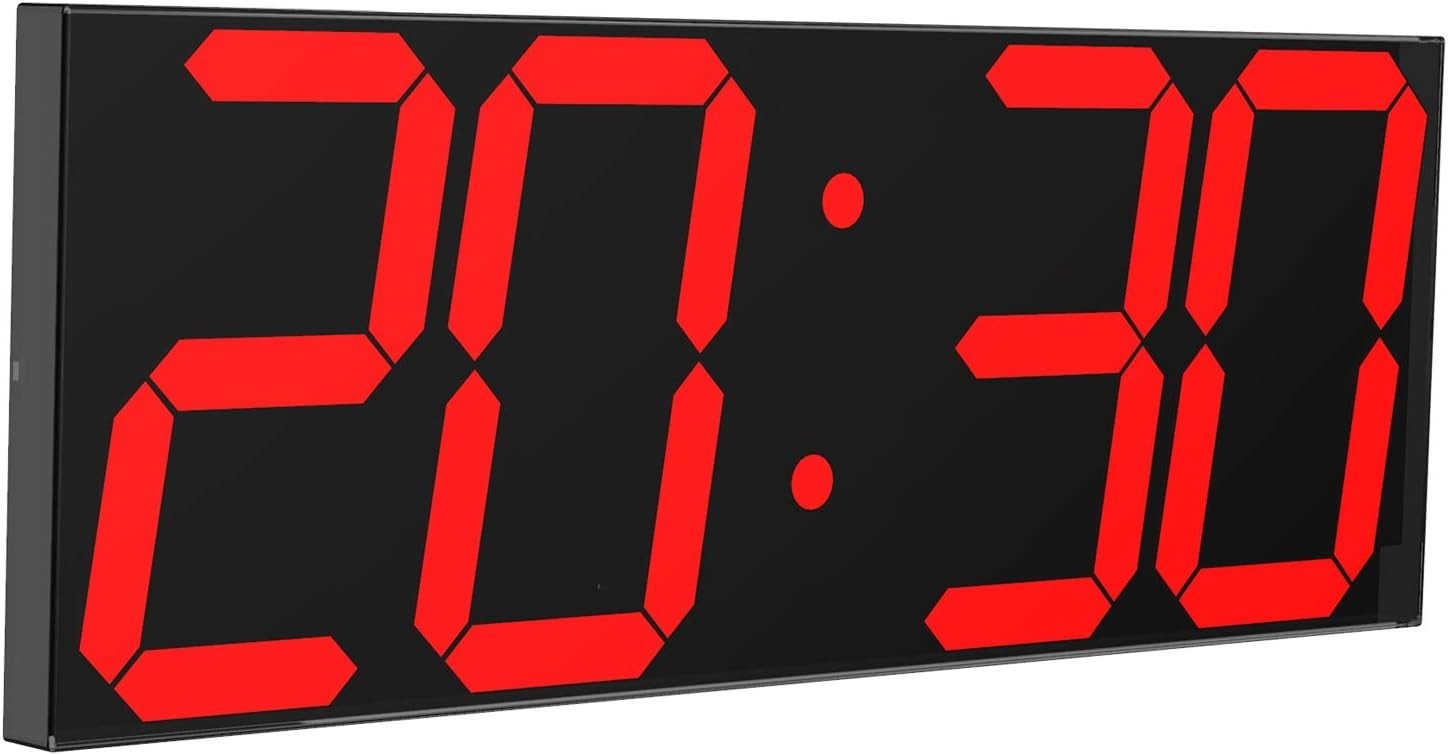 18" LED Wall Clock Red Display Timer Thermometer Calendar USB Mountable