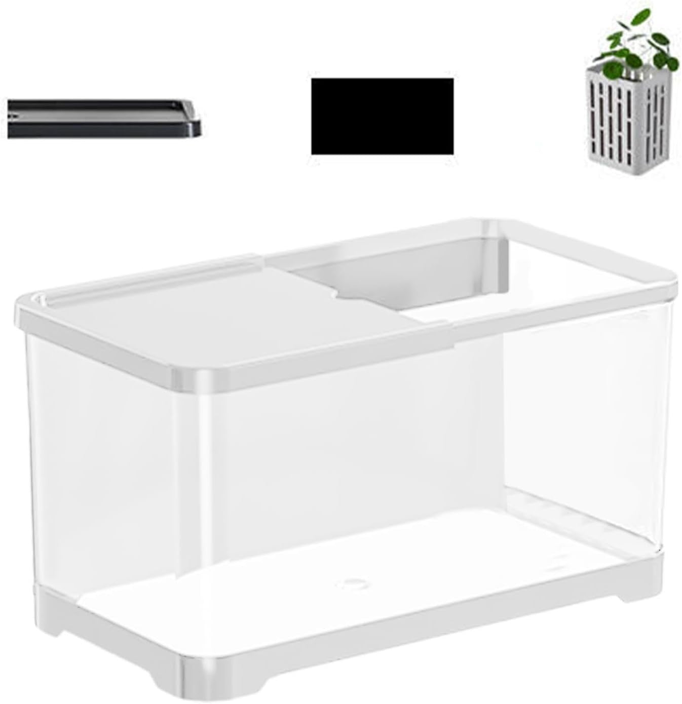 Small Aquarium Kit 1.5 Gallon Desktop Fish Tank w/ Basket Design
