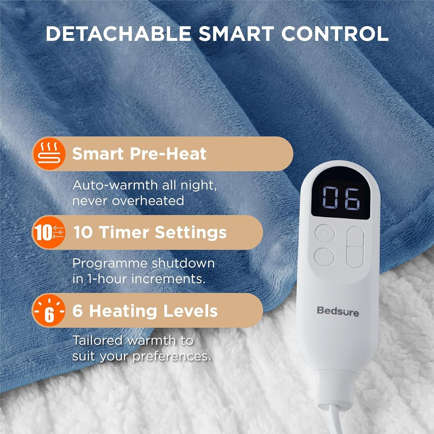 Electric Heated Throw Blanket Ultra Flannel 6 Heat Timer Overheat Safe