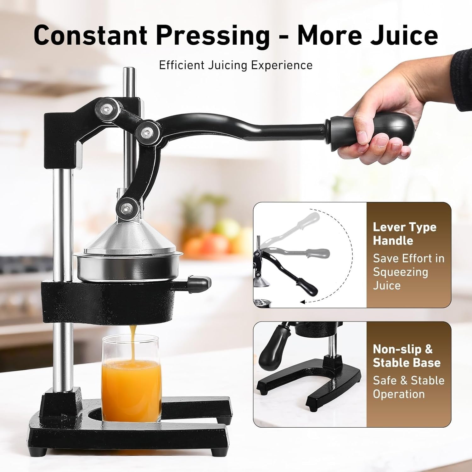 Manual Citrus Juicer Heavy Duty Cast Iron Hand Press Commercial Grade Pro