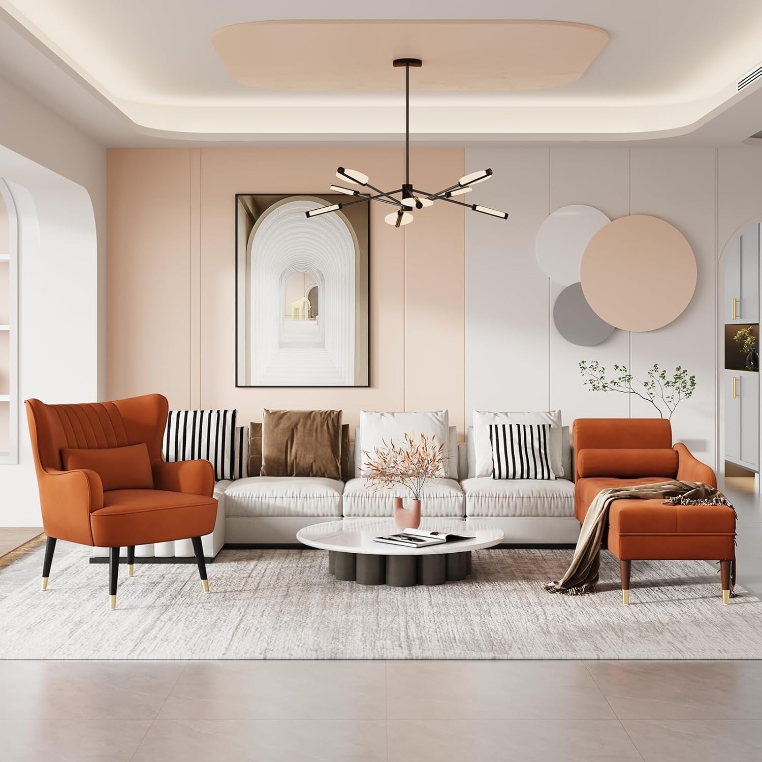 Luxury Velvet Accent Chair Armchair Lounge Wing Back for Living Room