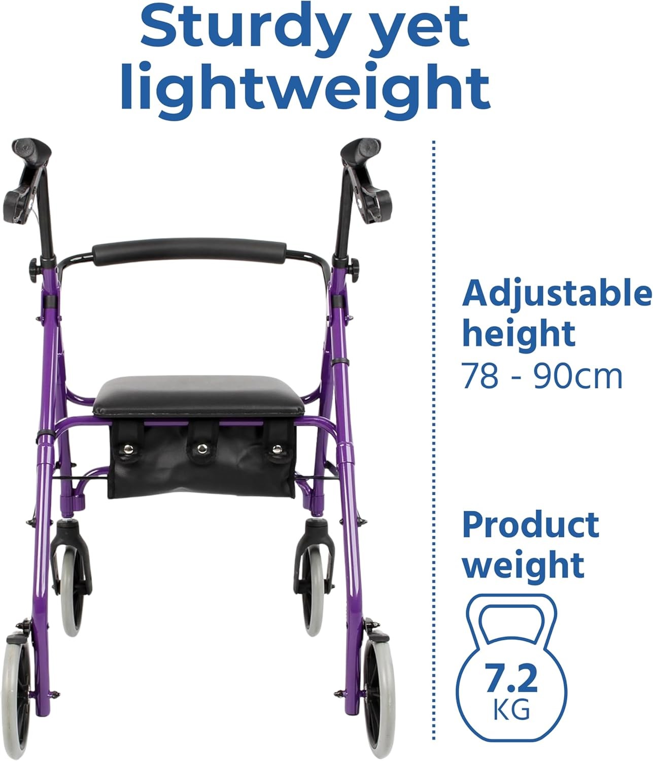 Lightweight Folding Rollator Walker with Seat Brakes Adjustable Handles Russet