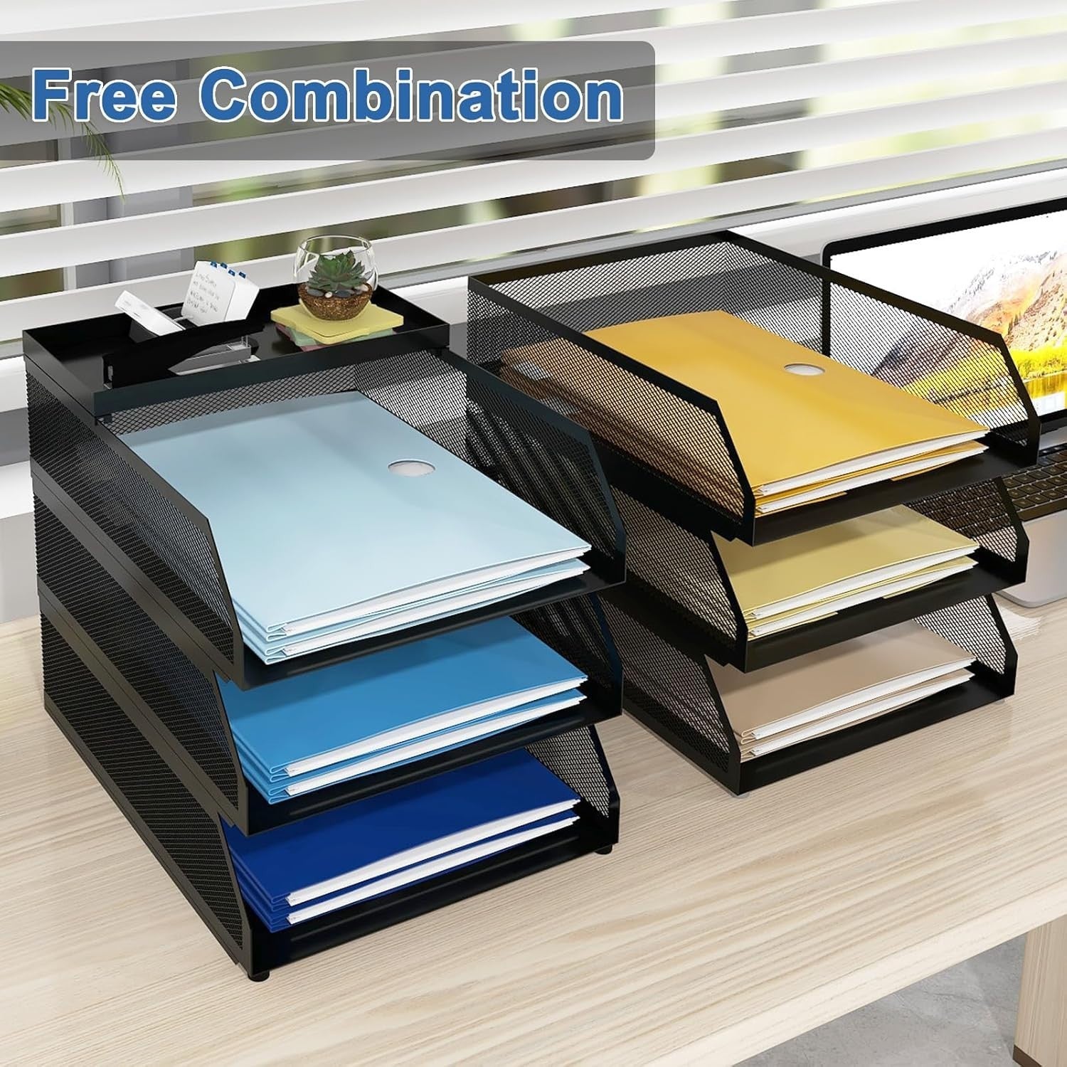 6-Tier Desktop Letter Tray Organizer | Stackable A4 Paper File Holder