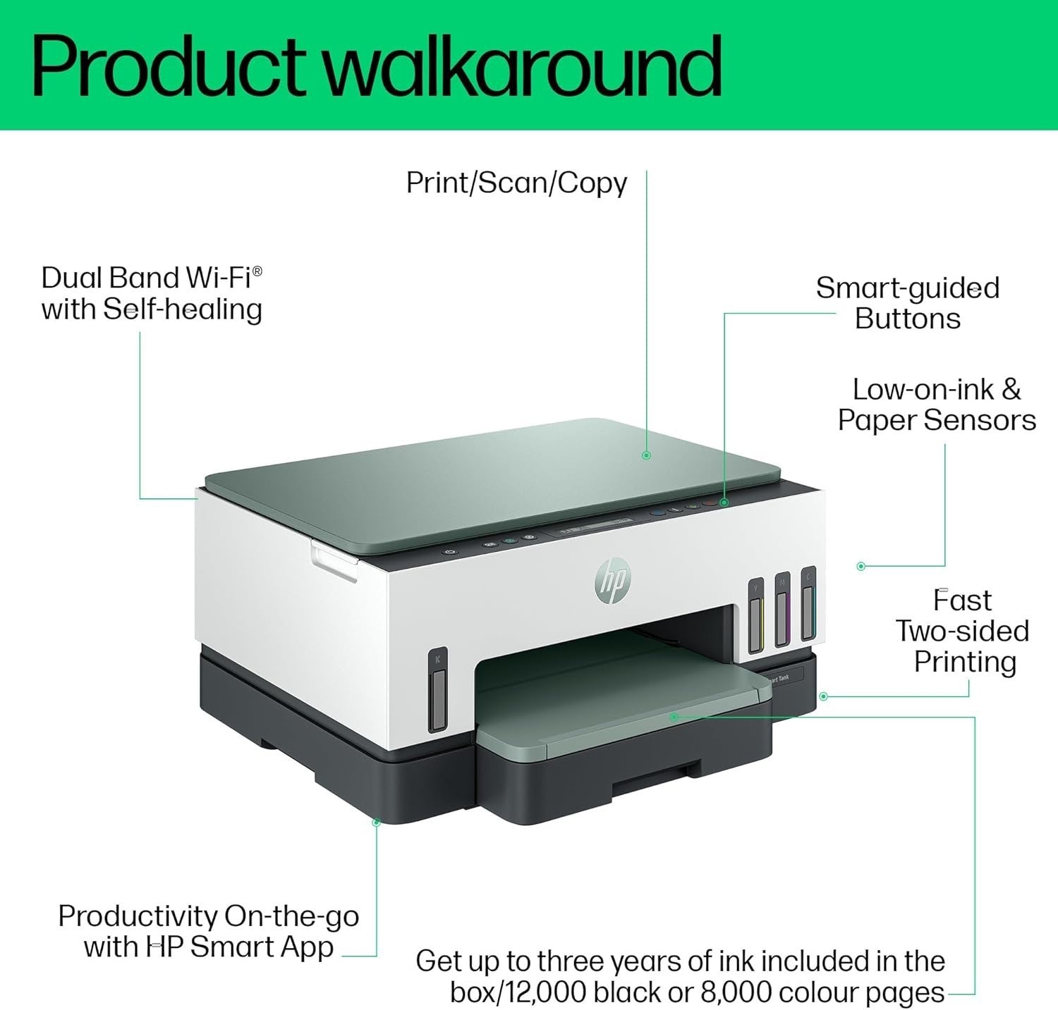 Wireless Grey All-in-One Printer Duplex Scan Copy Refillable Ink Home A4