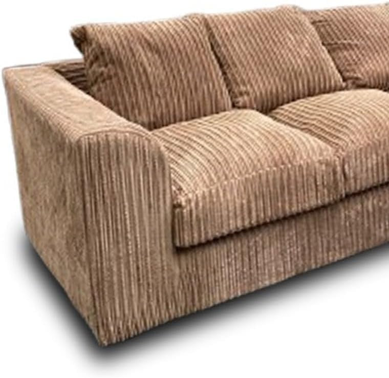 5-Seater Jumbo Cord Modular Dual Arm Corner Sofa Brown Lounge