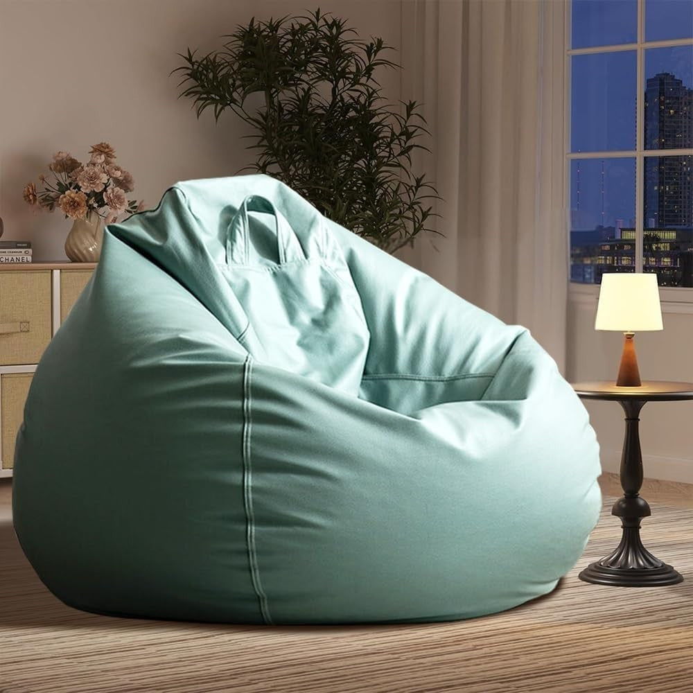 Luxury Faux Leather Bean Bag Cover Green | Soft, Durable, Sectional Sofa