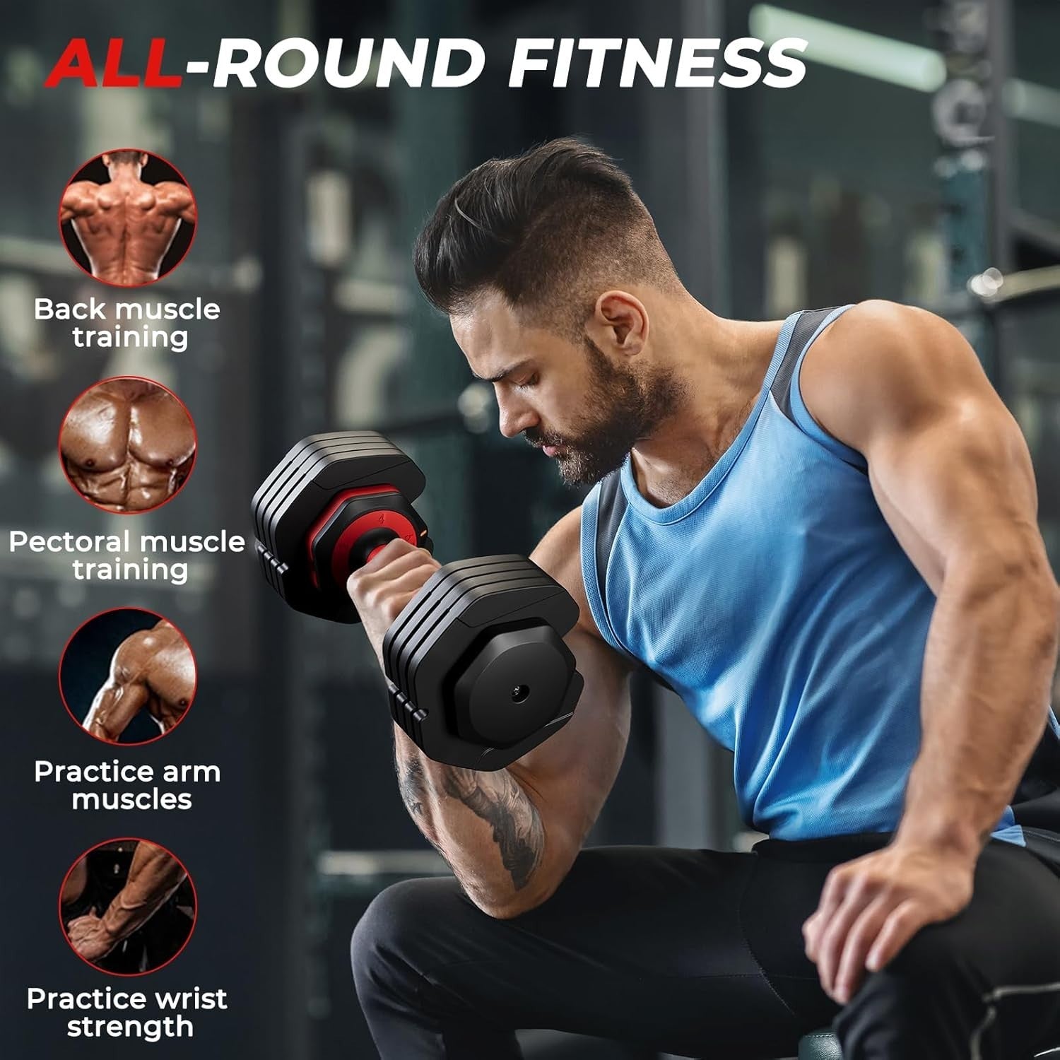 11kg Smart Dial Dumbbells Pair Safety Lock Anti Slip Home Training