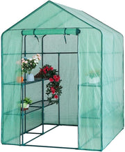 Green PVC Greenhouse Cover Walk-In Reinforced Plant Protector 143x143x195cm
