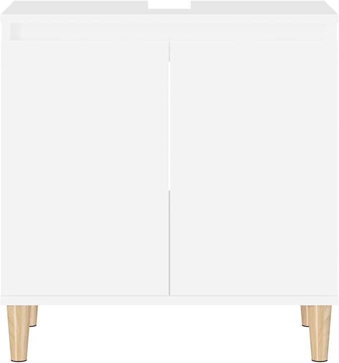 White Bathroom Sink Cabinet Cupboard 58x33x60cm Modern Under Sink Vanity Storage