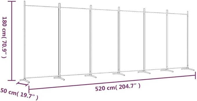 6 Panel Folding Room Divider Anthracite Privacy Screen 520x180cm Fabric