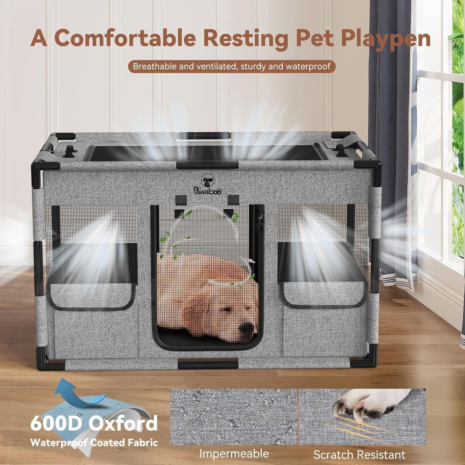 Large Breathable Dog & Cat Playpen Indoor Outdoor Soft Mesh Kennel 81x61x61cm
