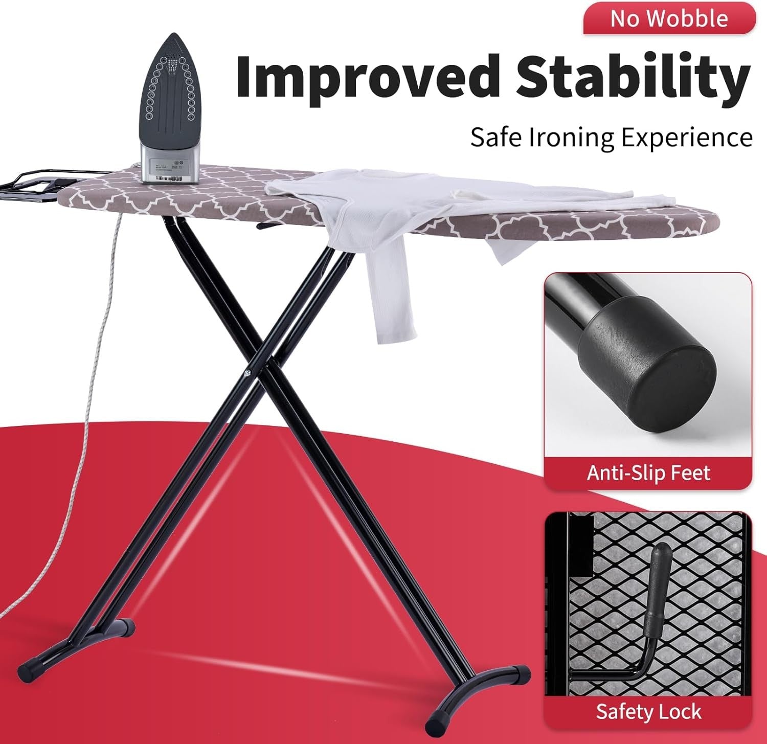 Full Size Ironing Board Large Wide Stable Adjustable Height Heat Resistant