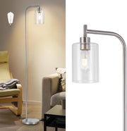 Tall Floor Lamp Nickel Clear Glass E27 LED Modern Industrial Corner Light