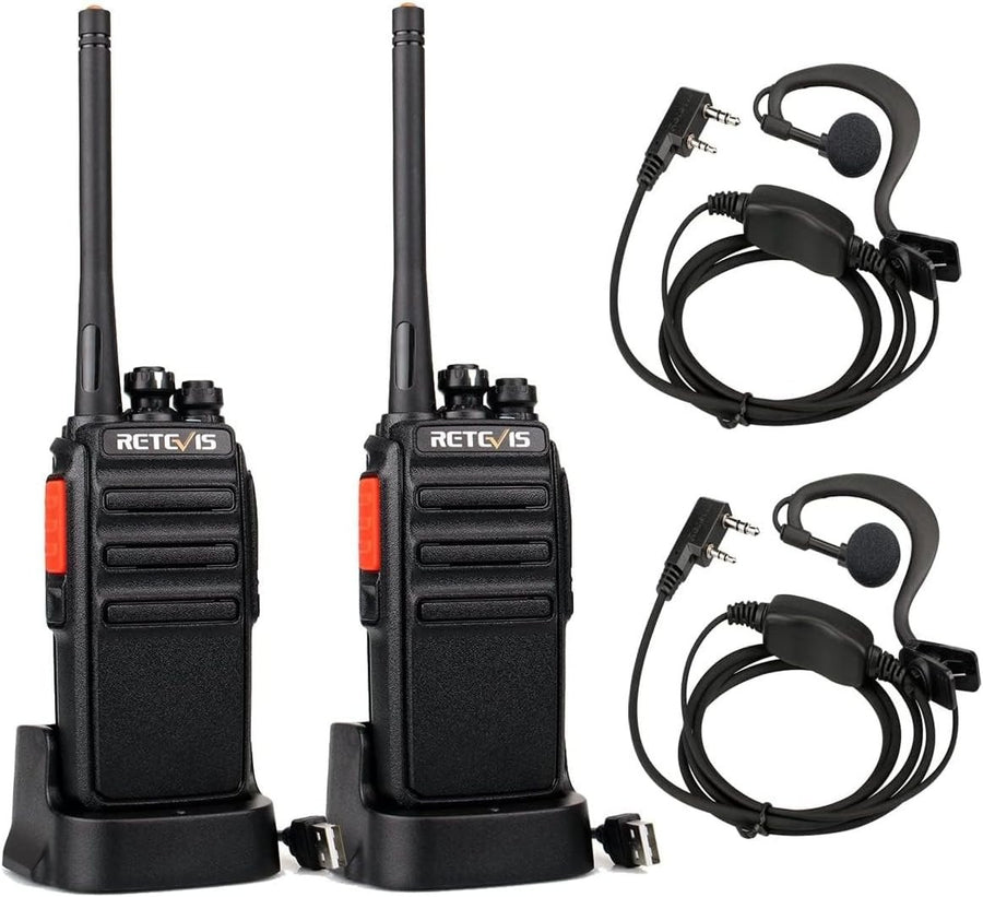 Long Range Walkie Talkies PMR446 Rechargeable 2 Way Radios w/ Earpieces
