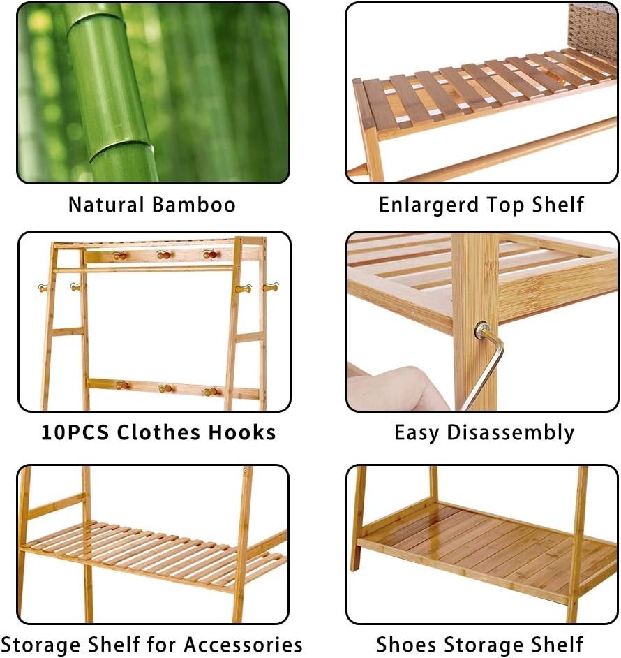 Clothes Rail Rack with Shelves & Hooks, Open Wardrobe