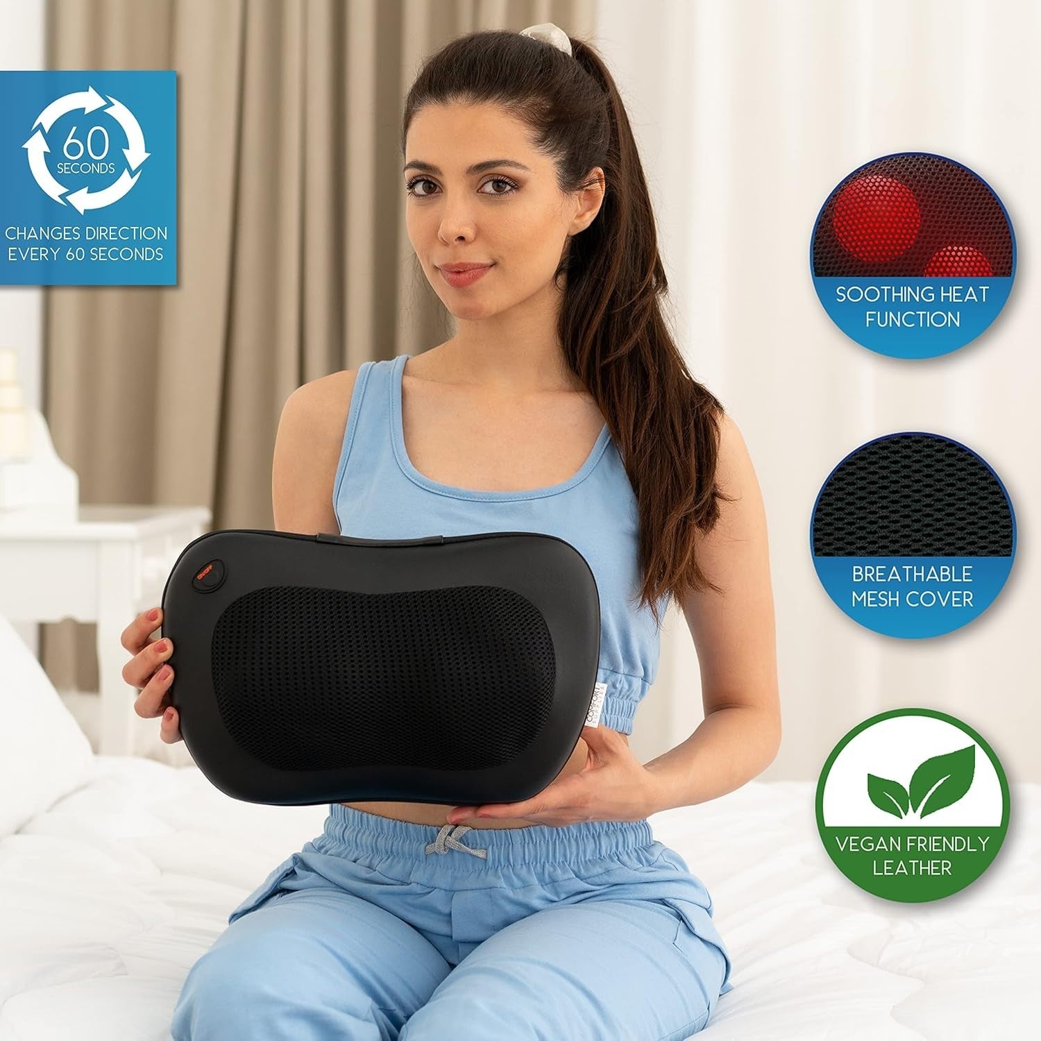 Shiatsu Back Massager Pillow with Heat Deep Kneading Neck Relief