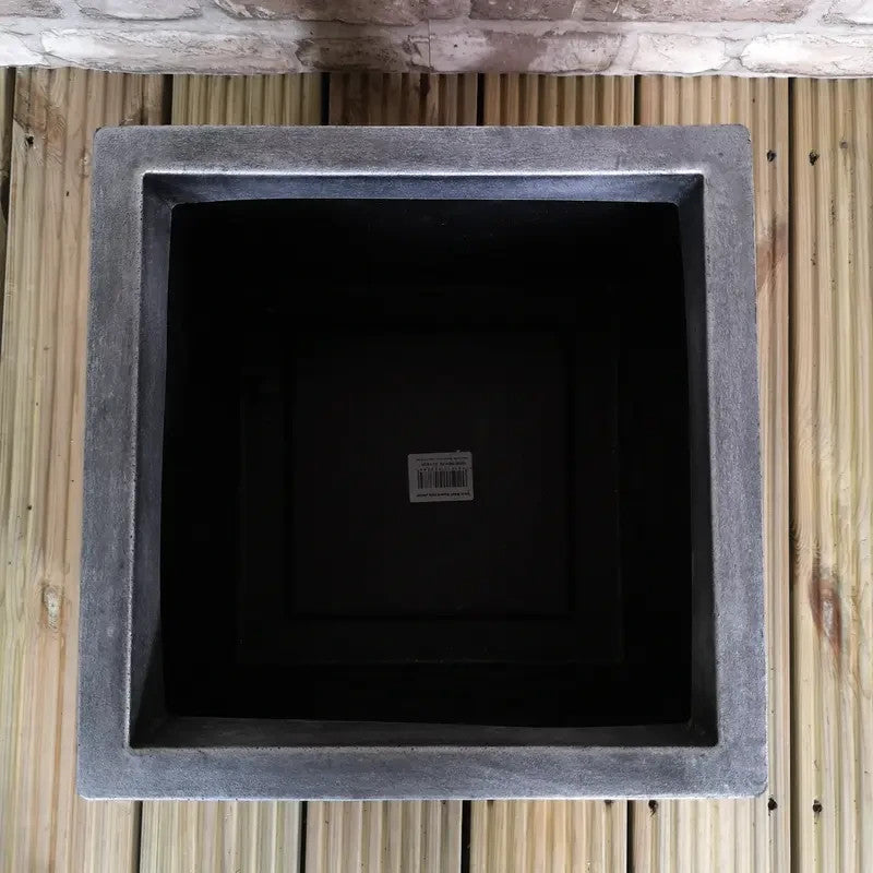 Small Grey Square Garden Planter Pot 30.5cm Outdoor Patio Pewter Plant Box