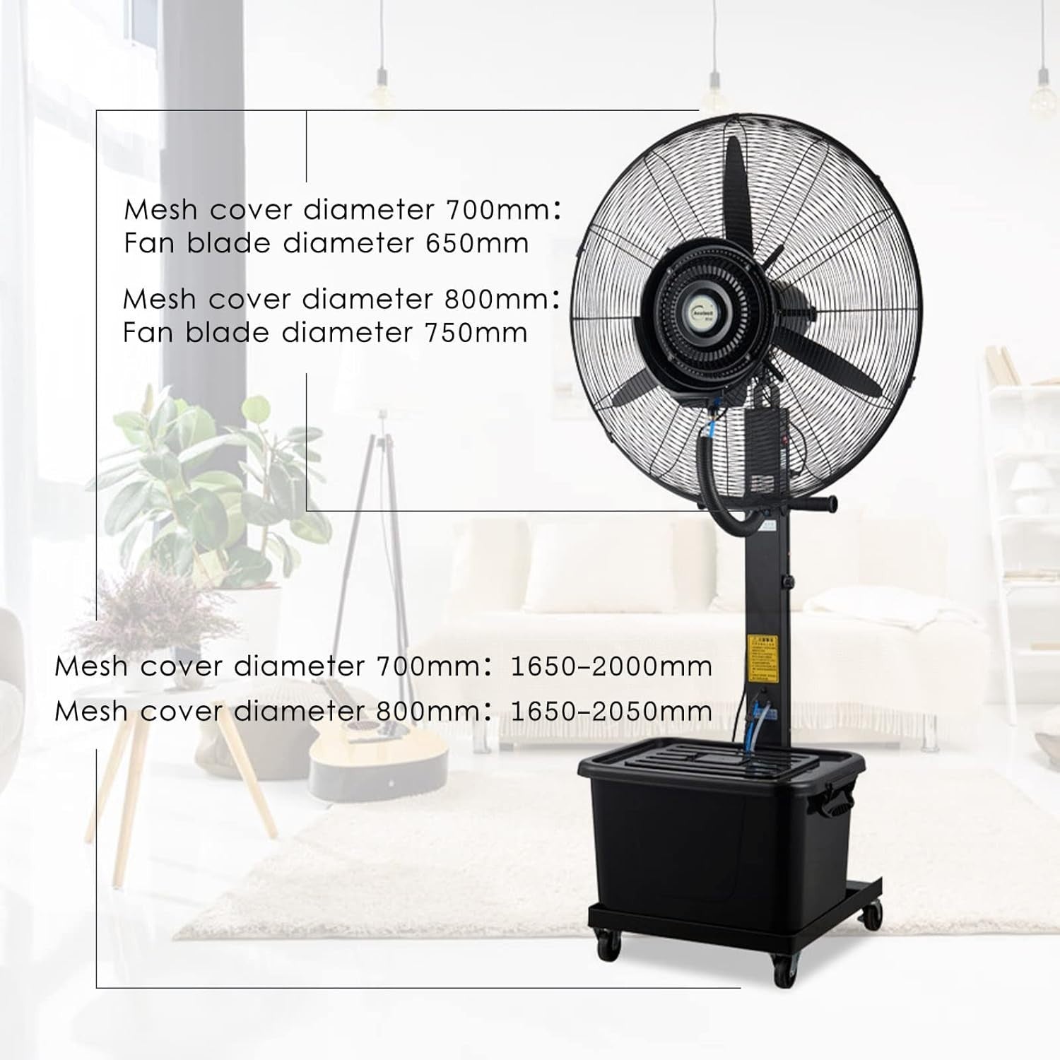 80cm Industrial Misting Fan – 43L Tank 3-Speed Outdoor Cooling Pedestal Metal