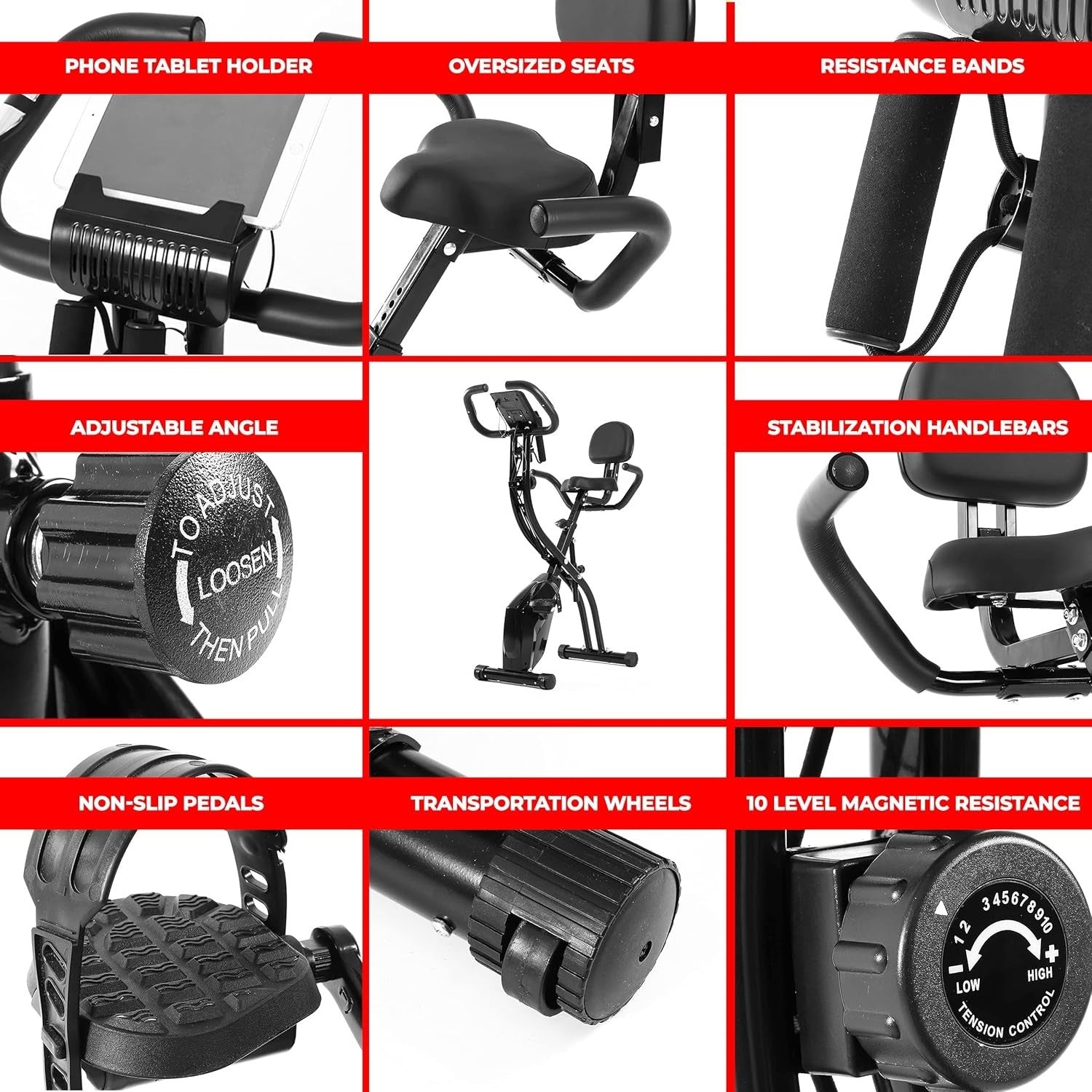 3-in-1 Folding Exercise Bike w/ Magnetic Resistance, LCD Display & App Support