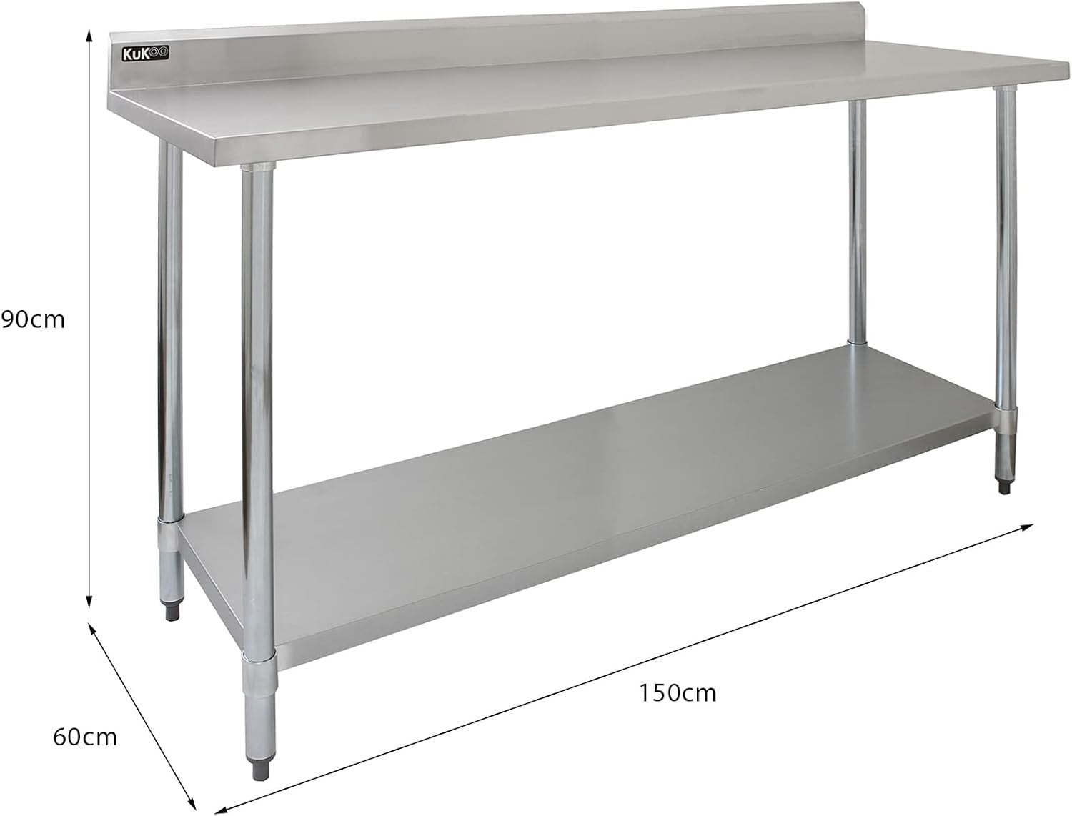 5ft Stainless Steel Catering Table with Double Overshelf Heavy Duty 350kg