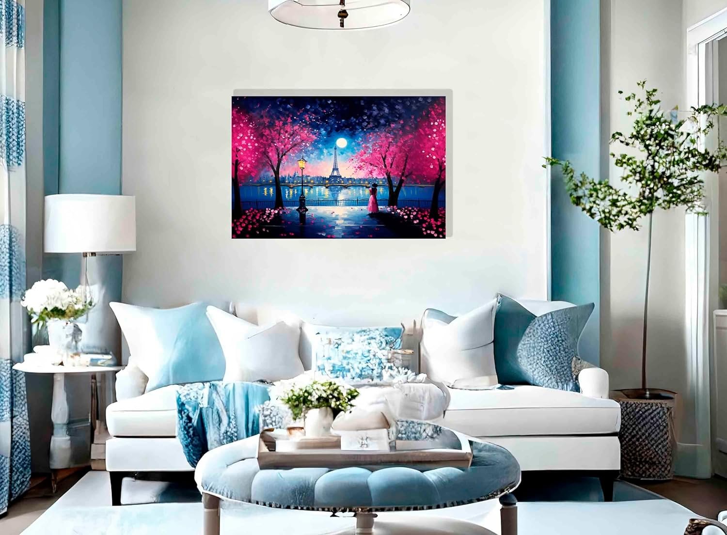 Large Eiffel Tower Canvas Wall Art 86x61cm Framed Paris Print