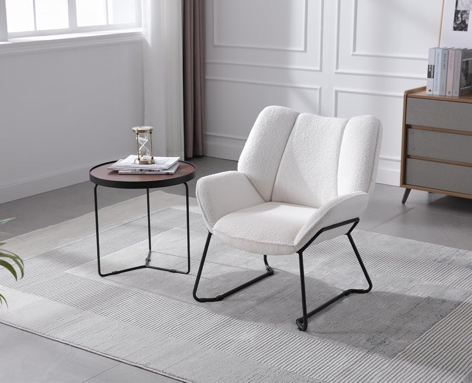 White Chenille Tub Chair Accent Armchair Living Room Bedroom Lounge Seat