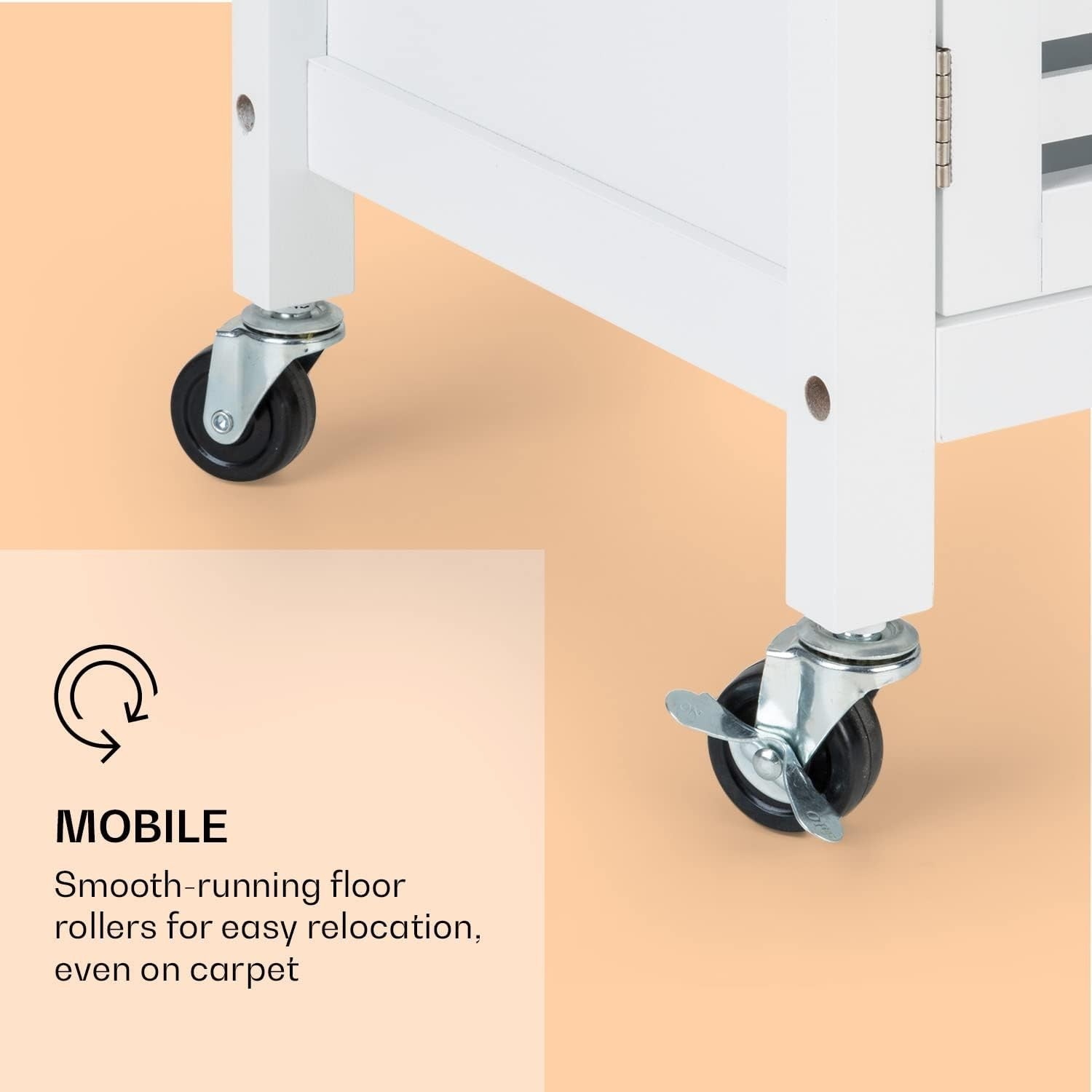Slim Rolling Kitchen Trolley with 5-Tier Storage & Lockable Wheels, White