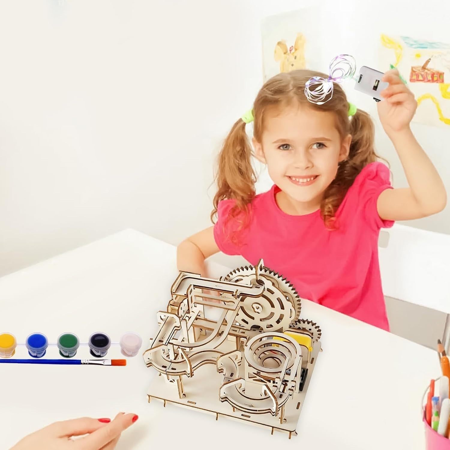 3D Wooden Marble Run Puzzle DIY Mechanical Model Kit for Adults & Teens
