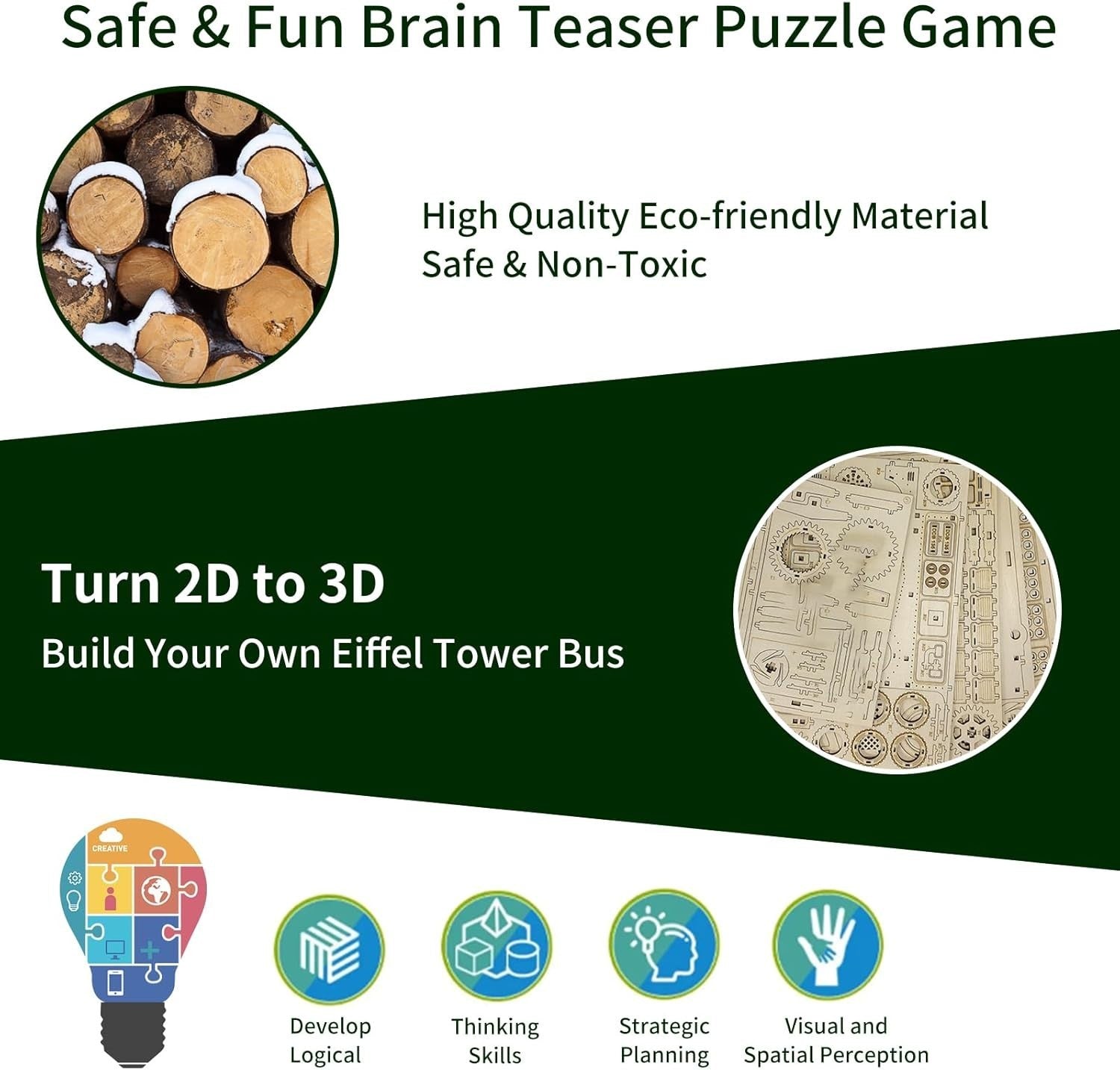 3D Wooden Eiffel Tower Puzzle Model Kit – DIY Mechanical Craft, 105 PCS